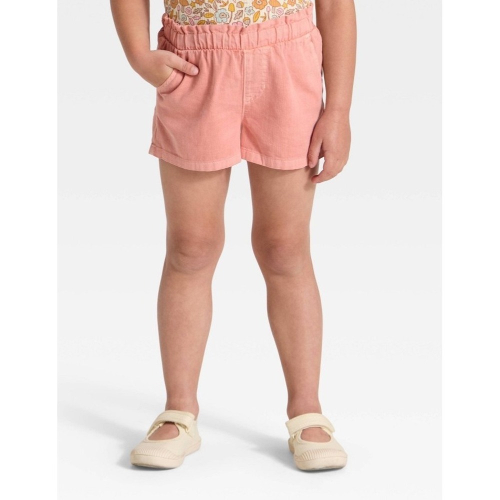 Cat & Jack Girls Size 12 months woven Shorts dusty coral Elastic Waist